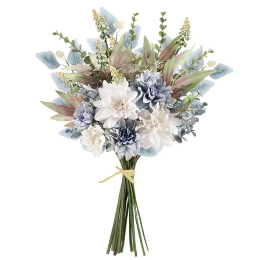 Fake Artificial Flowers Bouquet for Decoration, Silk Floral Arrangements Faux Flowers Plant Wedding Bride Bouquets Tables Cente
