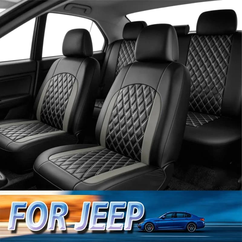 5-seat universal car seat cover For Jeep 9pcs，Protective seat, PU leather, easy installation, reserved airbag position