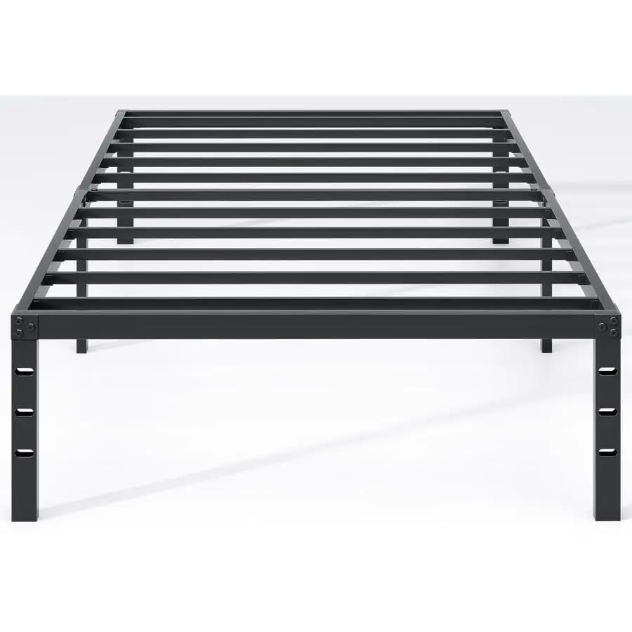 Bed structure, single bed structure with storage space, sturdy and durable mattress base, easy to mount, does not require slats net, black