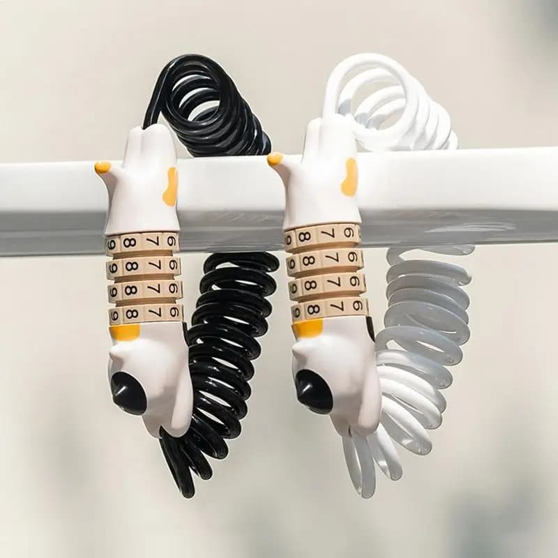 4 Digit Bike Helmet Lock Combo Wire Loose for Portable Cycling Cable Pad with Laptop Password Padlock for Motorcycle Helmet Chain