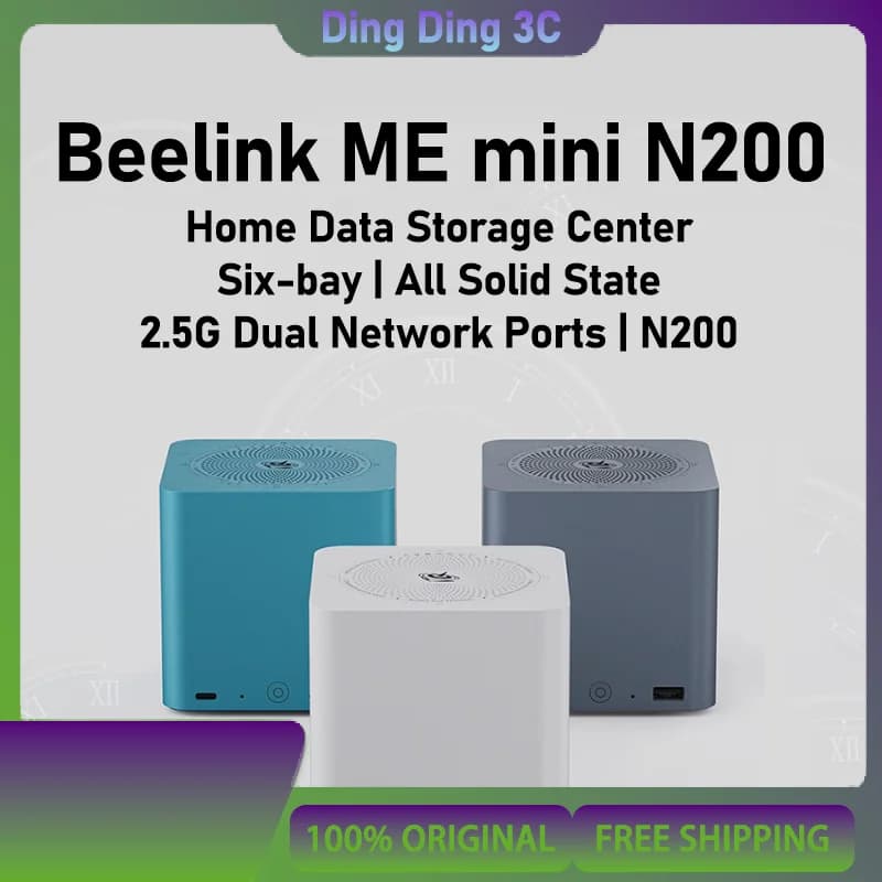 Beelink Me Mini N200 Intel Archiviazione di rete Nas a sei slot Archiviazione domestica ultra silenziosa Cloud privata Doppio mini PC con percorso morbido da 2,5 g