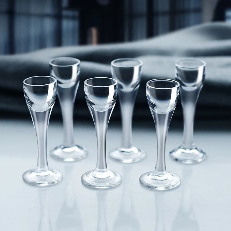 Chinese Style Crystal Glass High Foot White Wine Cup Set of Six Liquor Glasses Creative Luxury One-Piece Design Home Use