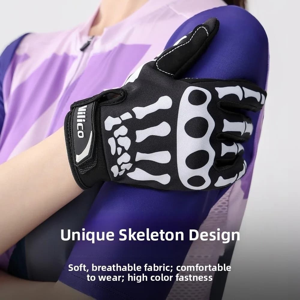 1 paio di guanti scheletro punk traspiranti Teschio Fantasma Artiglio Guanti antiscivolo con dita intere Design scheletro ammortizzante