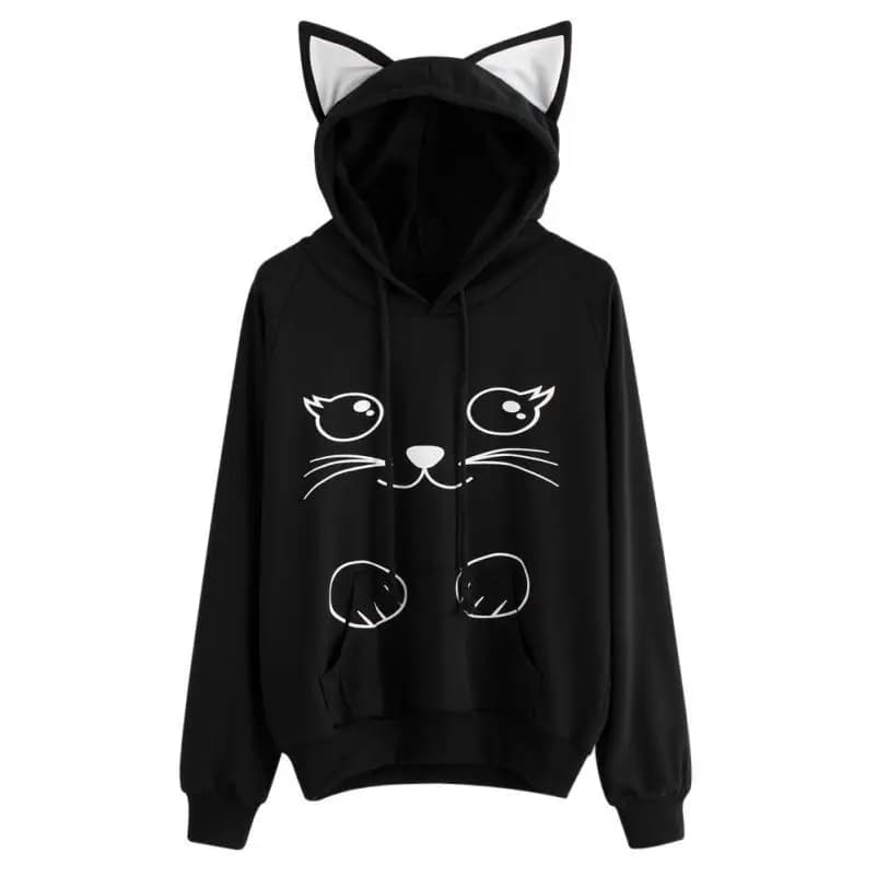 Felpe con cappuccio Y2k con design simpatico gatto Kawaii Felpe foderate in pile stampato da donna Plus Size Animali domestici Borsa grande Carrier Pullover con cappuccio