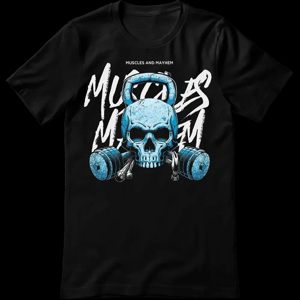 Men's Skull Kettlebell Cool Gym Workout Athletic Streetwear Black