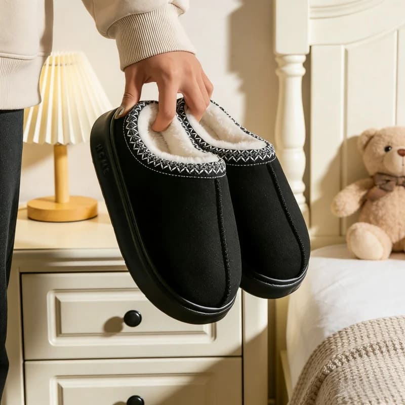 Pantofole da interno in morbido cotone, scarpe invernali comode e alla moda per donna, pantofole invernali da casa antiscivolo.