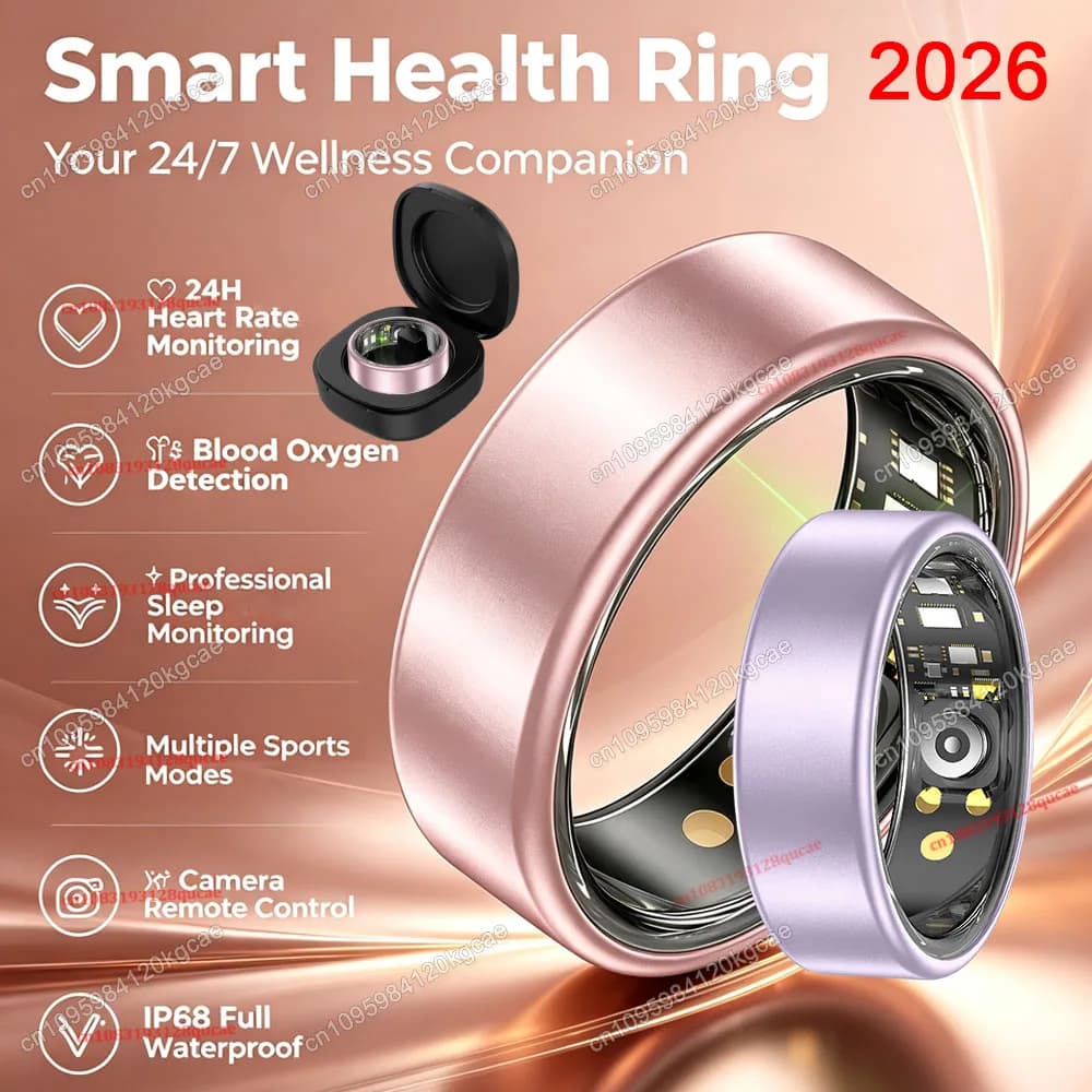 Smart Ring for Women Men Healthy Heart Rate Blood pressure Monitor Waterproof Take Photos Control Smartring Sport All Size（6-14）