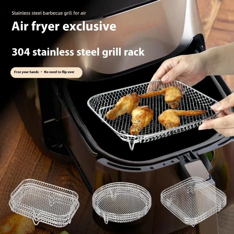 Griglia per friggitrice ad aria adatta per friggitrici ad aria, grill da forno, griglia impilabile in acciaio inossidabile, utensili da cucina, per cucinare più cibi〔CC11〕