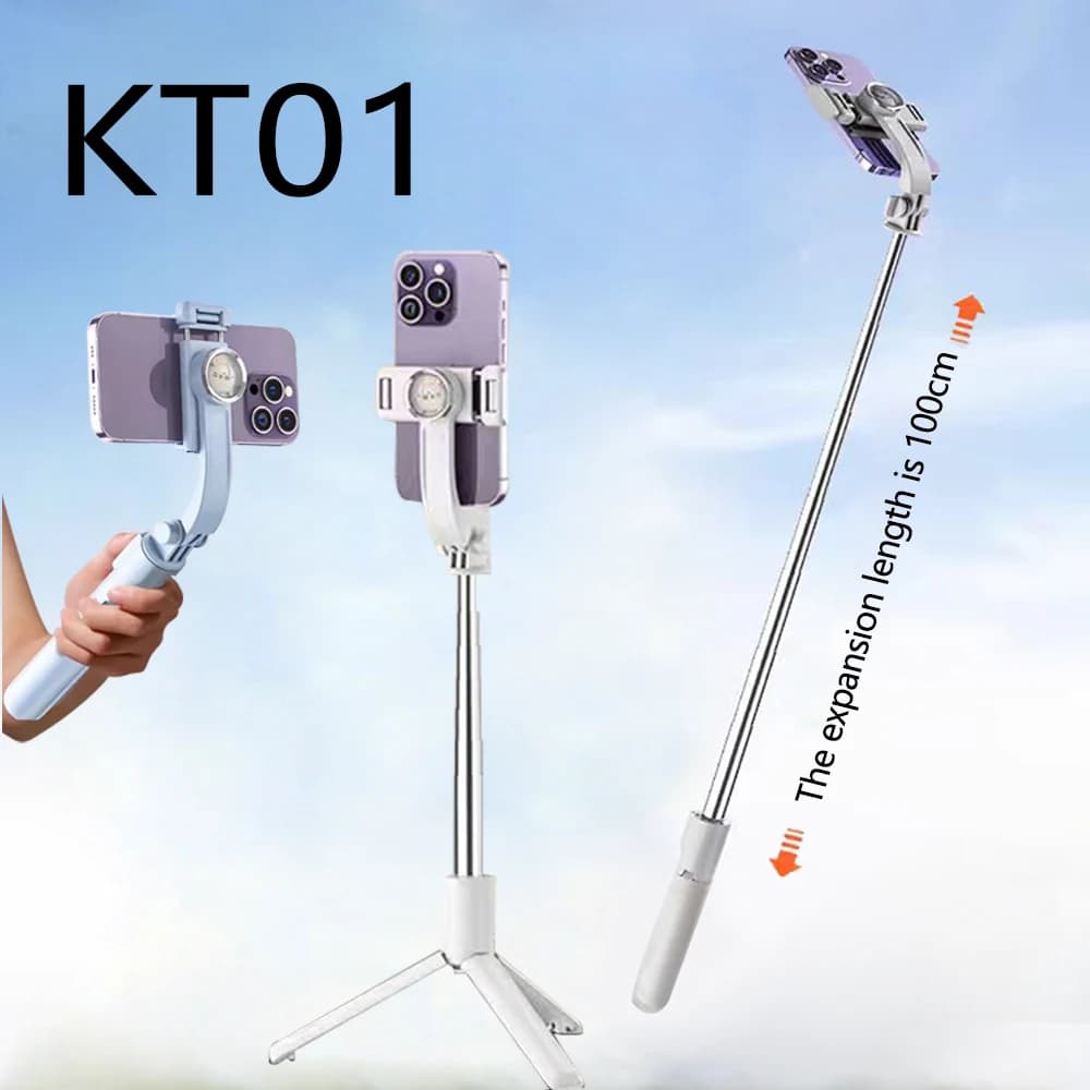 KT01 Asta Selfie Wireless per Cellulare con Treppiede, Telecomando Bluetooth, Estensione per Selfie e Live Streaming, 100cm