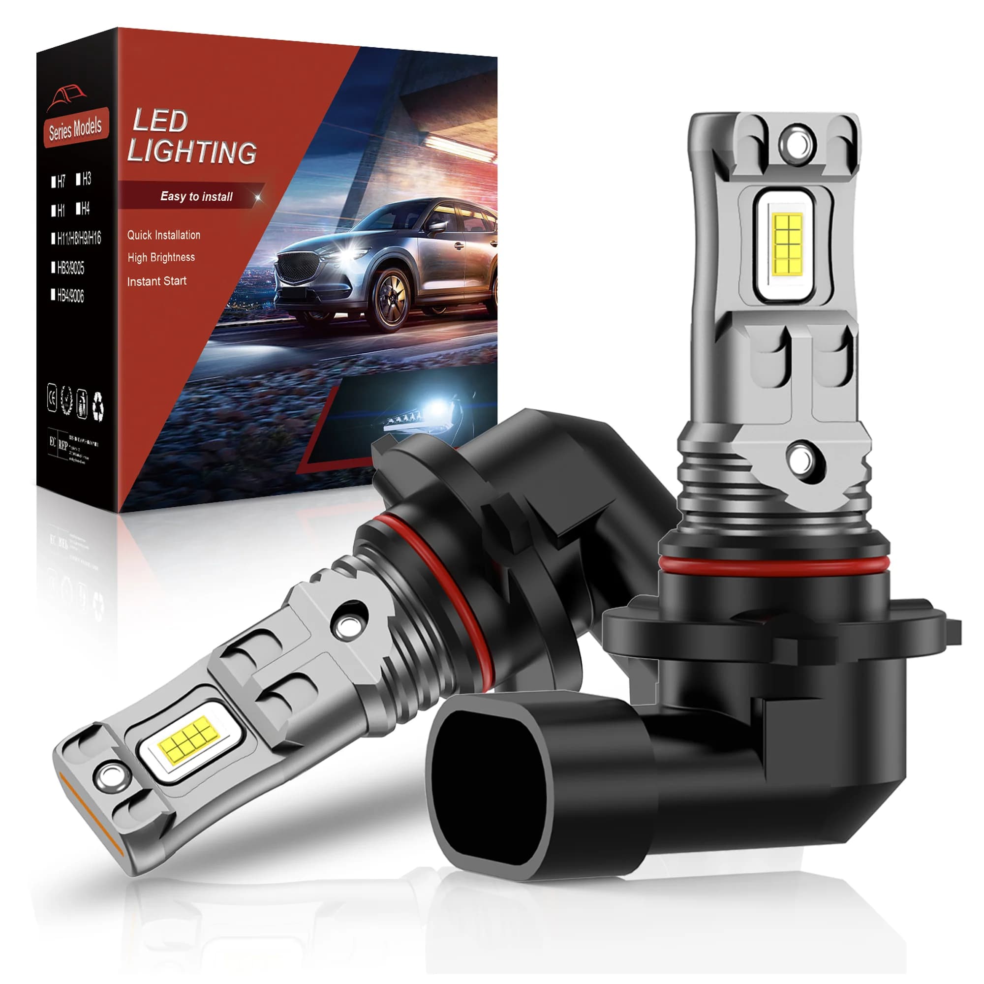 Lampadina LED Mini HB3 H11 20000LM Wireless per Fari Auto, Lampada Turbo LED 12V 6500K