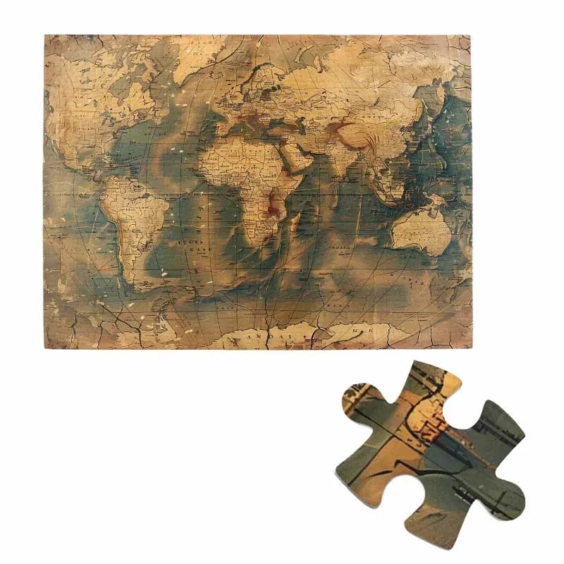 Puzzle da 500 pezzi per adulti - Mappa del mondo vintage, texture invecchiata, cartografia retrò Puzzle, Regalo impegnativo