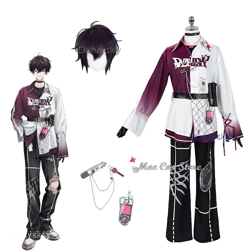 Moe Cos Store Saiki Ittetsu Virtual YouTuber NIJISANJI Costume Cosplay Parrucca Abbigliamento unisex Camicetta Pantaloni Tetsu Tetchan Anime V