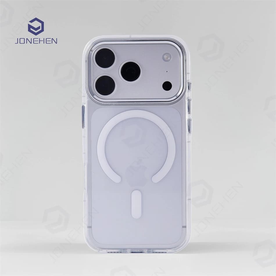 Custodia Protettiva Ibrida in Acrilico Trasparente con Cornice in TPU per Magsafe, per iPhone 12 13 14 15 16 17 Pro Max, con Protezione Magnetica per Obiettivo in Lega