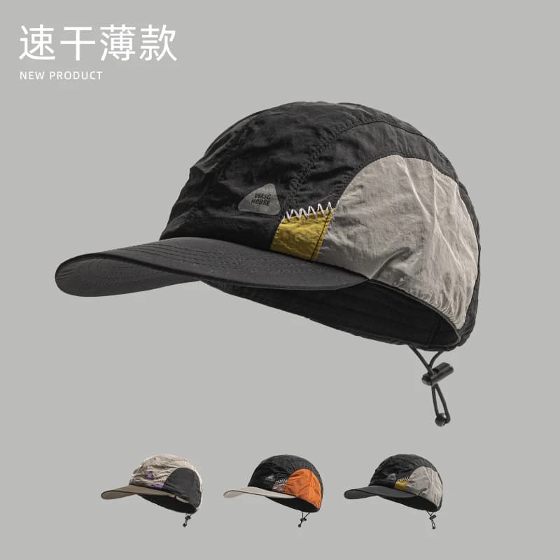 Berretto da baseball con protezione solare per uomo e donna, a tesa piatta, ad asciugatura rapida, con coulisse in nylon giapponese, abbinato ai colori