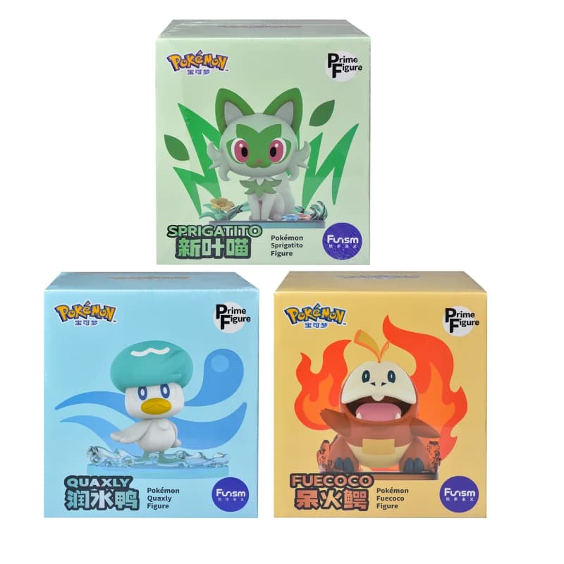 Pokemon Anime Action Figures Sprigatito Fuecoco Quaxly Medium Size Genuine Desktop Ornaments Model Toy Birthday Gift