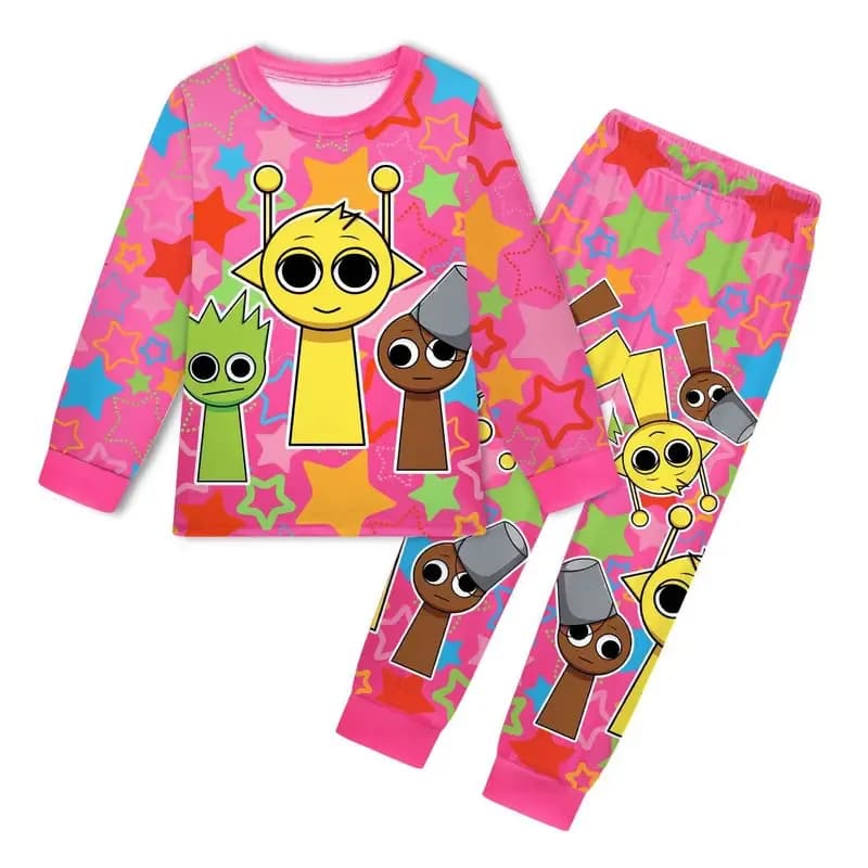 2025 Nuovo Halloween Hot Sprunki Pigiama Gioco per bambini Incredibox Pigiama Set Bambino Ragazzi Indumenti da notte giornalieri Neonate Manica lunga T Sh