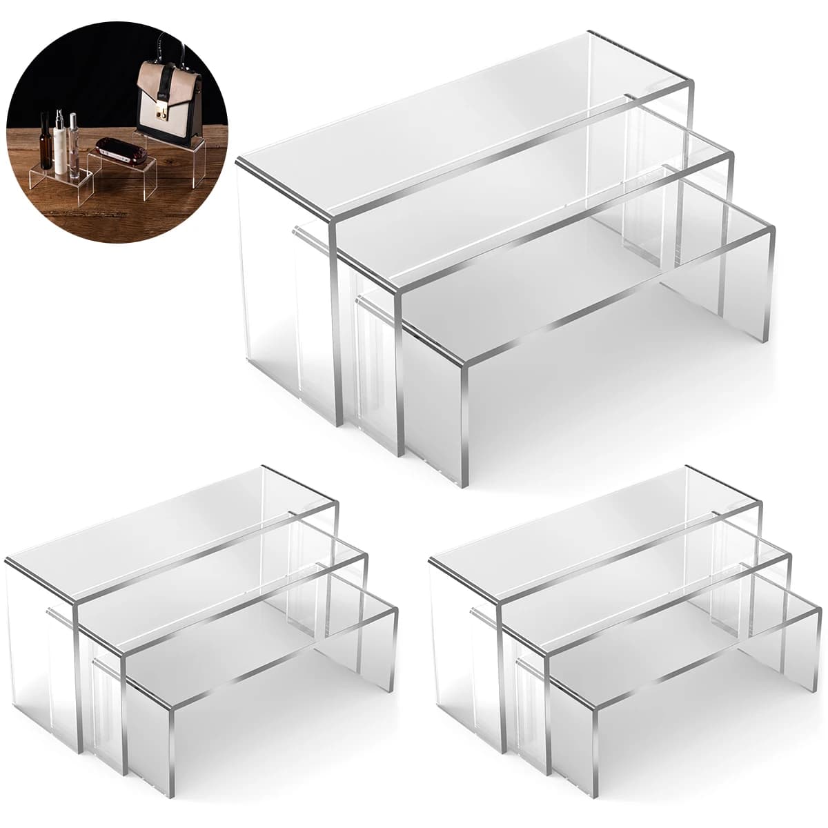 3/6/9 pieces acrylic display box blind shelf U-shaped holder light support for cupcake display for dessert jewelry display