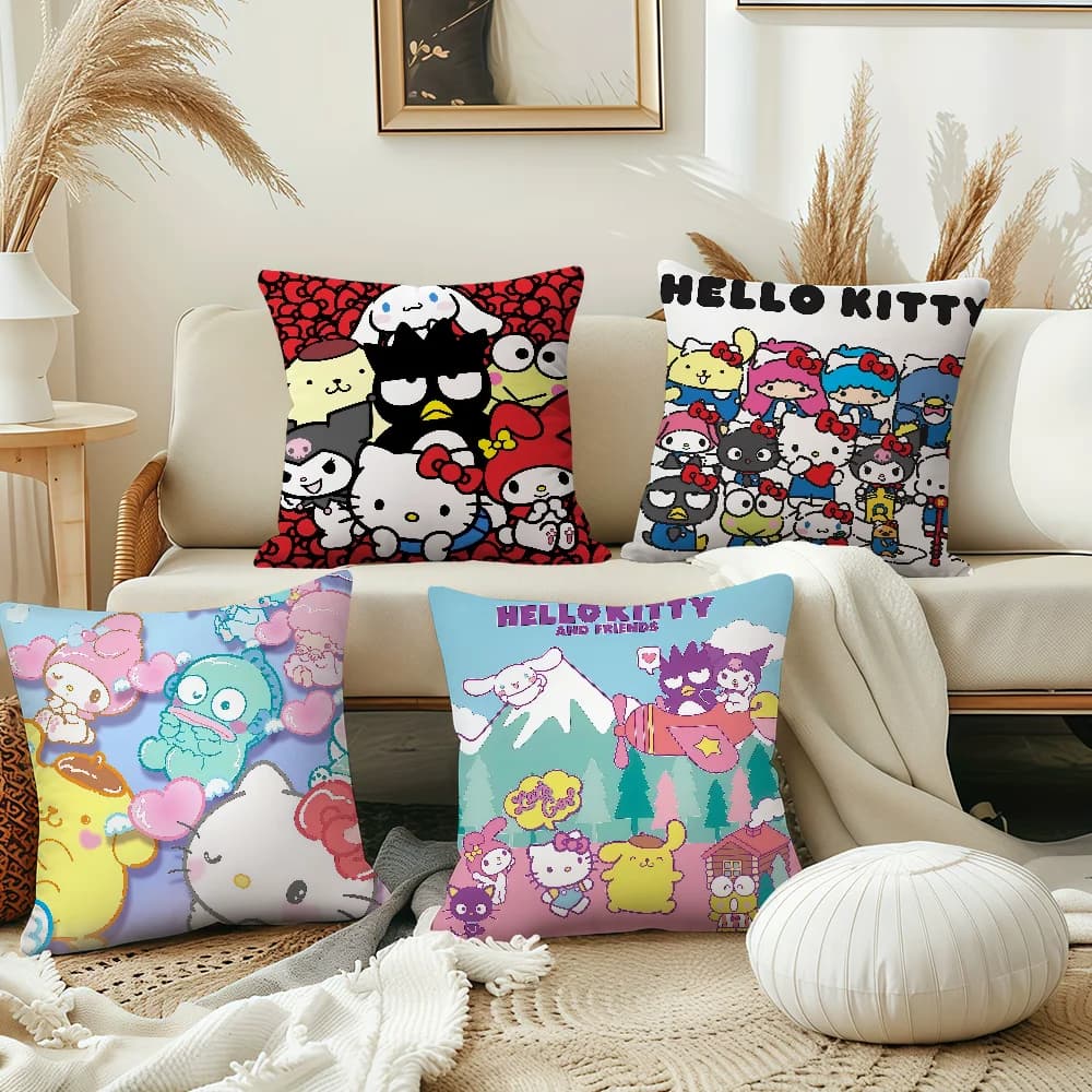 cartoon art hi k-kitty and friends k-kuromi SRO soft pillowcase for living sofa Home office Decor protective covers