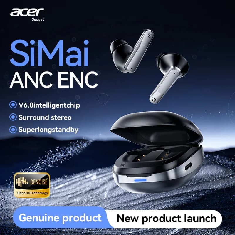 Auricolari Bluetooth wireless Acer Ohr646 con design in-ear, custodia di ricarica di grande capacità, chip Bluetooth 6.0, sportivi