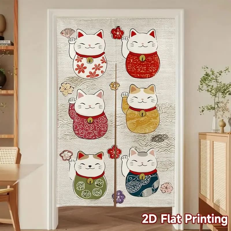 VIKAMA Japanese Noren Door Curtain Fabric Partition Kitchen Bathroom Screen Restaurant Entryway Half Door Privacy Decor