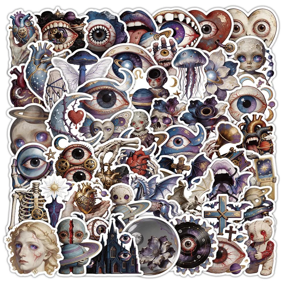 Set di 50 Adesivi a Tema Horror Cosmico Misterioso per Telefono, Tablet, Chitarra, Bagagli, Quaderni, Decorazioni per Feste di Halloween