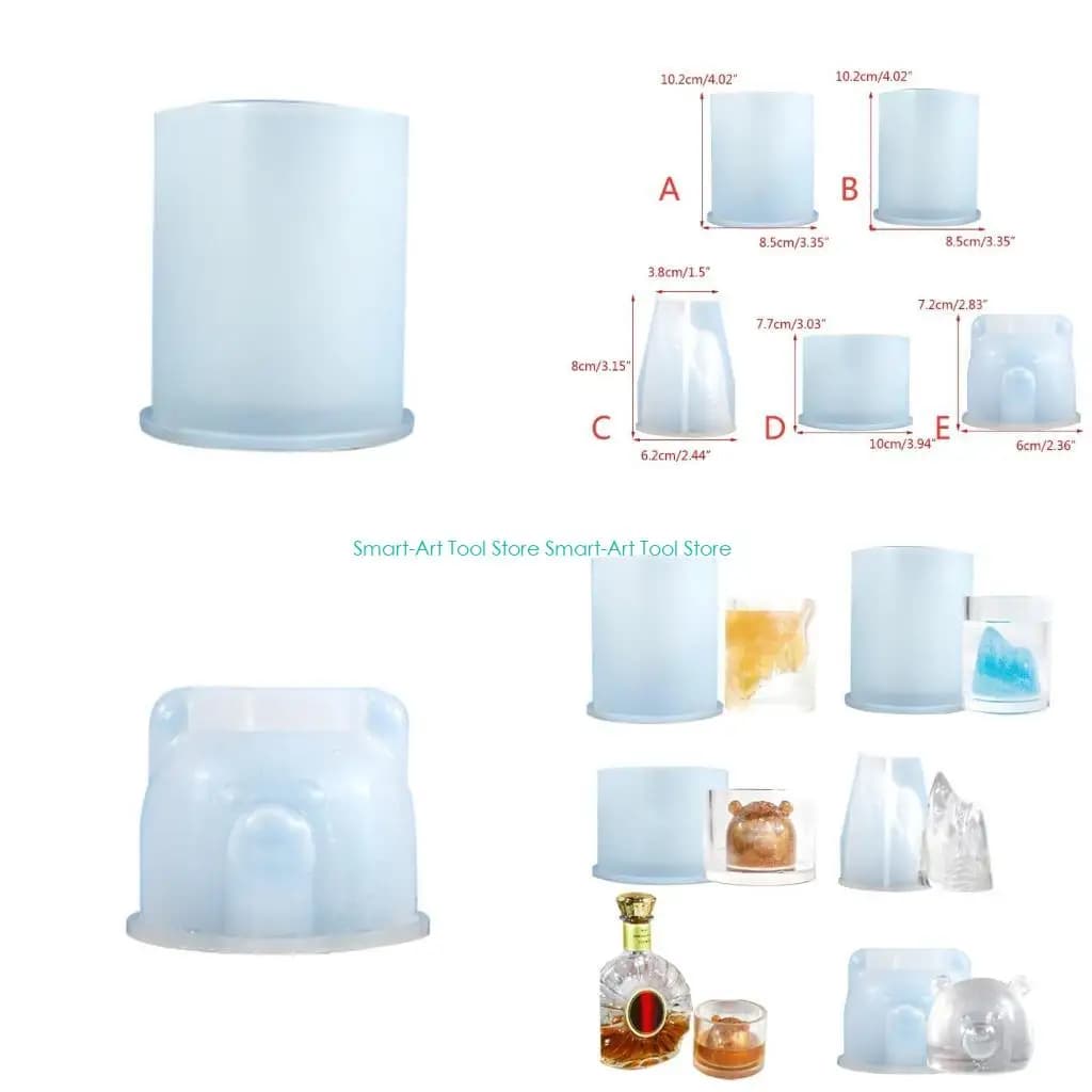 E1PB Stampo per cubetti ghiaccio riutilizzabile in silicone a rilascio facile, squalo orso, per preparare bevande a base