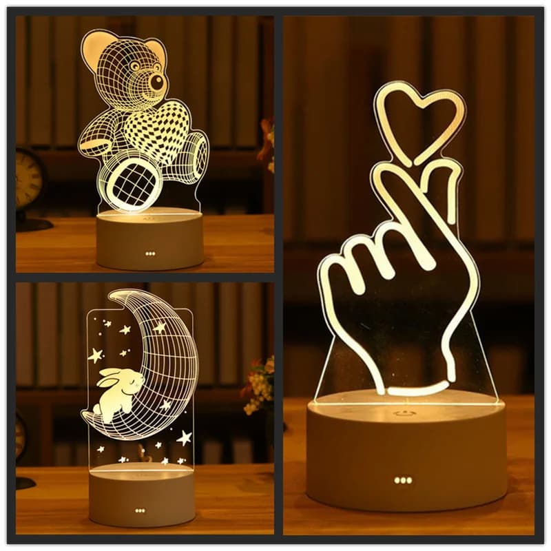 Lampada Notturna LED 3D Alimentata via USB - Essenziale per Camera da Letto e Decorazioni di Compleanno e San Valentino