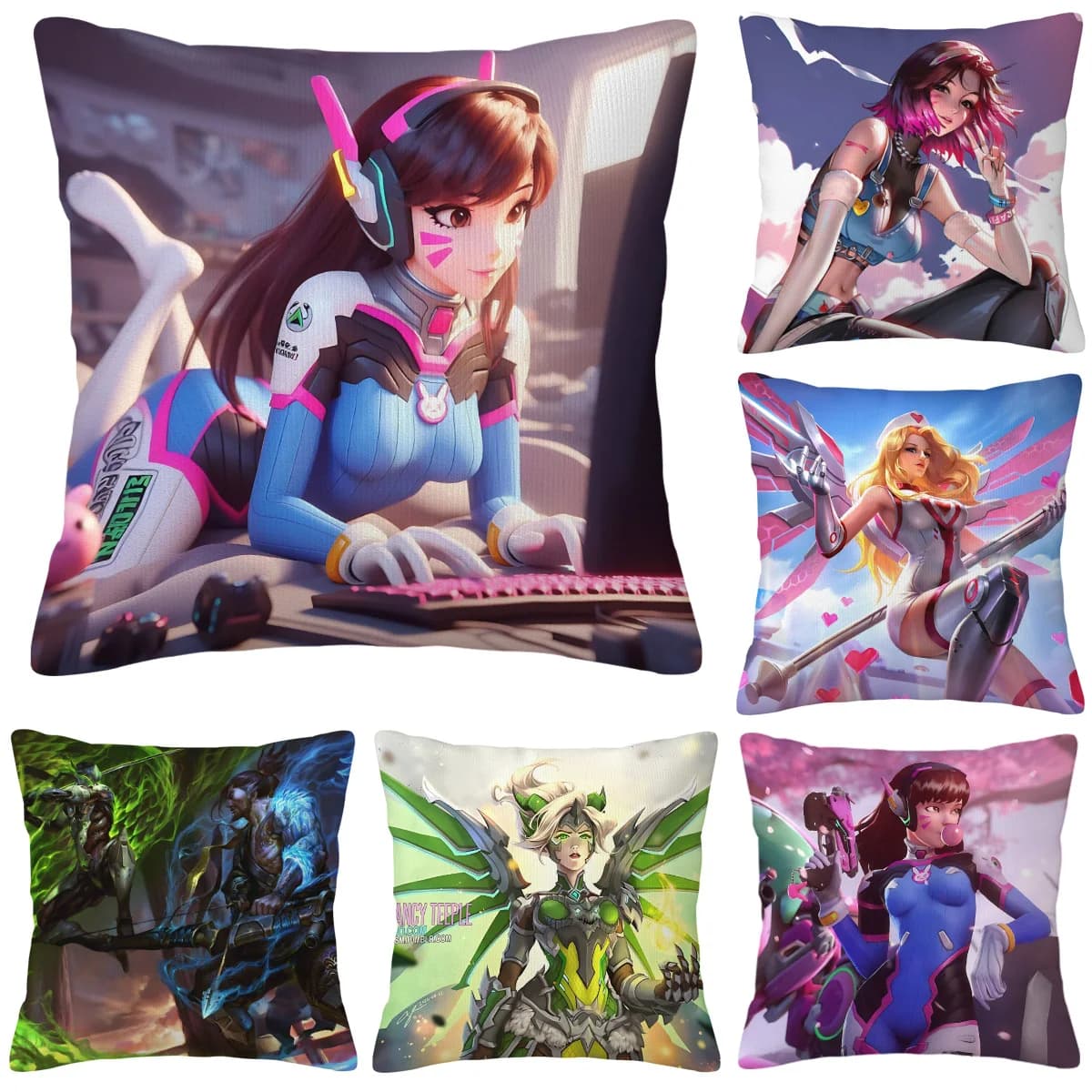 Federa per cuscino Overwatch Fodere per cuscini decorativi per soggiorno Fodera per cuscini Decorazione domestica moderna Cuscini per dormire Divano anime