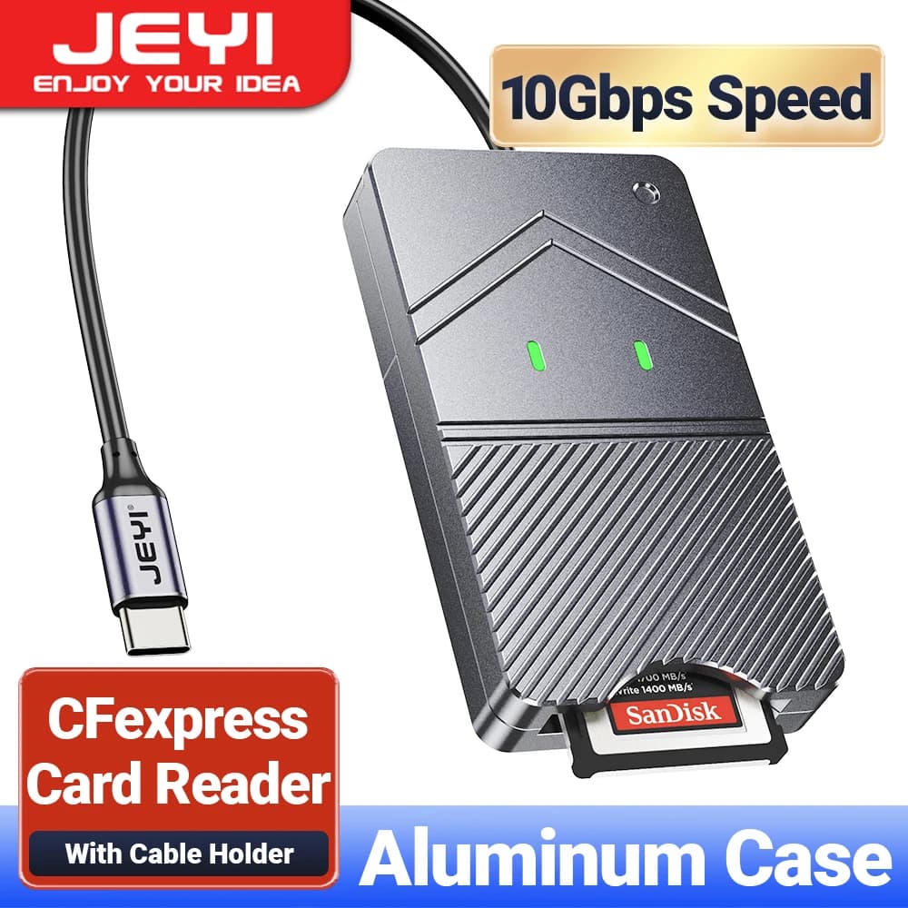 Lettore di schede JEYI CFexpress, lettore USB 3.2 Gen2 10Gbps CFE tipo B, adattatore per scheda di memoria con custodia in alluminio per Windows/MacOS/Android