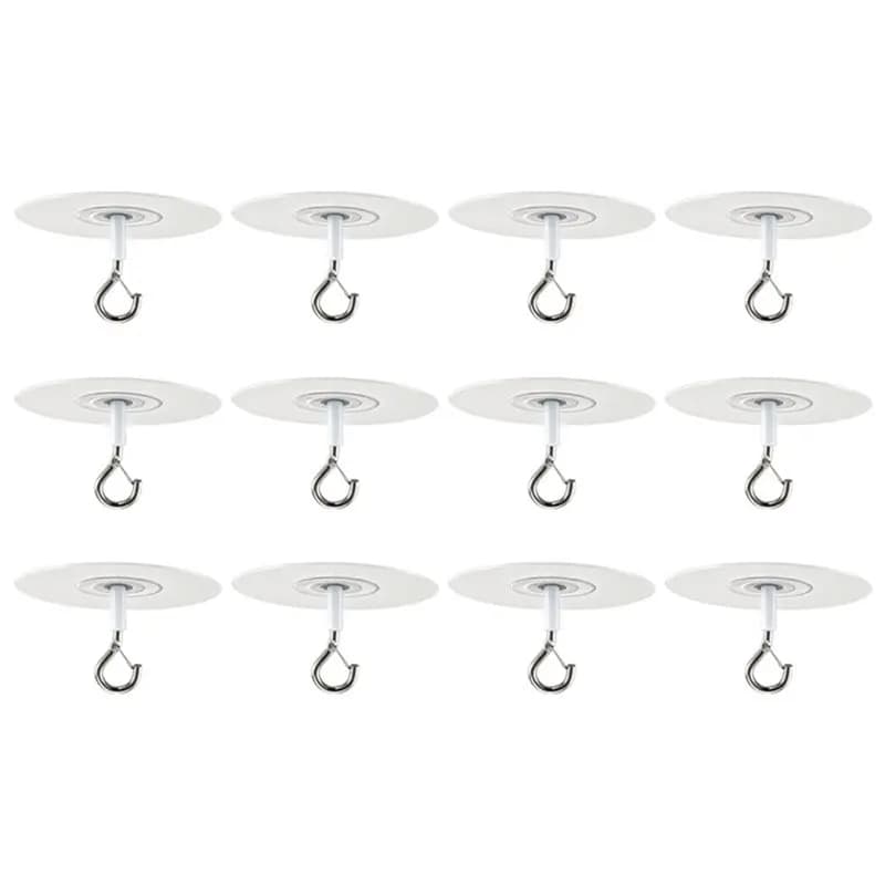 ABDJ-Adhesive Ceiling Hooks 12 Pack, No Drill Clear Stick-On Disc Hooks For Hanging Plants, Decorations, Wind Chimes