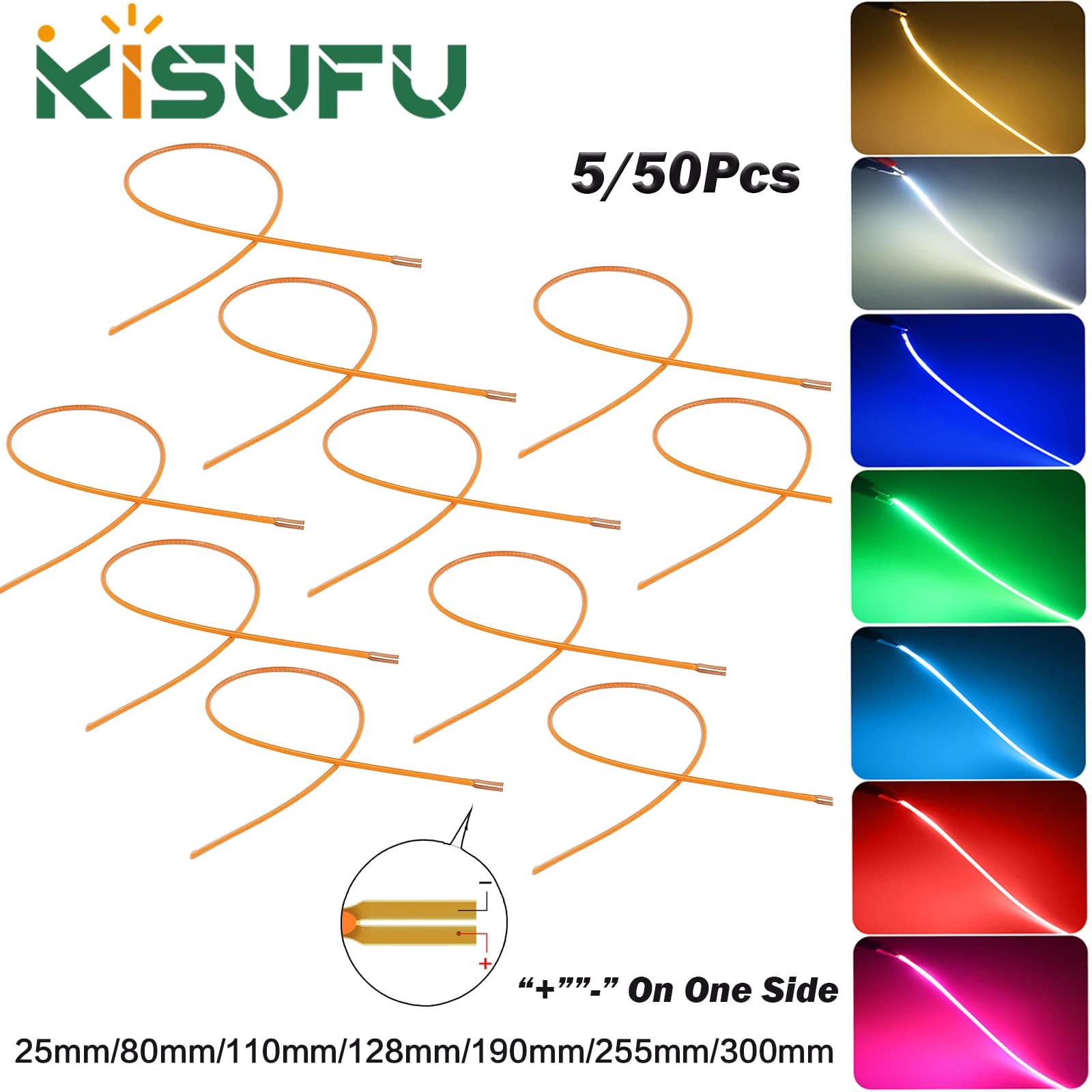 DC3V LED Filamento Taglio libero per lampada lampadina Edison 25mm 80mm 110mm 128mm 190mm 255mm 300mm FAI DA TE COB LED Strip Diodo Decor 8 colori