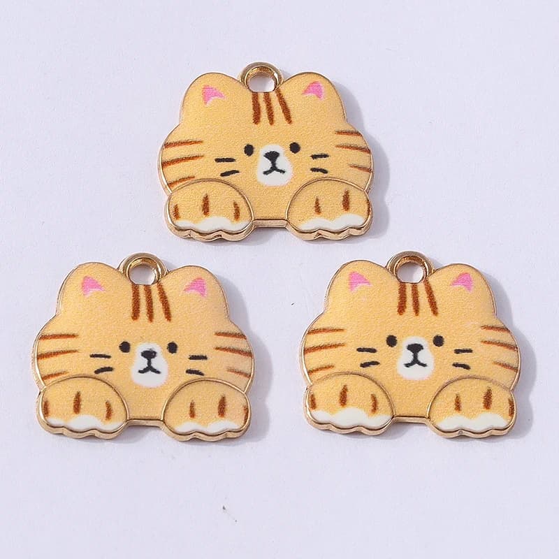 10pcs 18x16mm Cartoon Animal Charms Enamel Cat Charms Pendants for Jewelry Making Necklaces Earrings Bracelets DIY Crafts Gifts