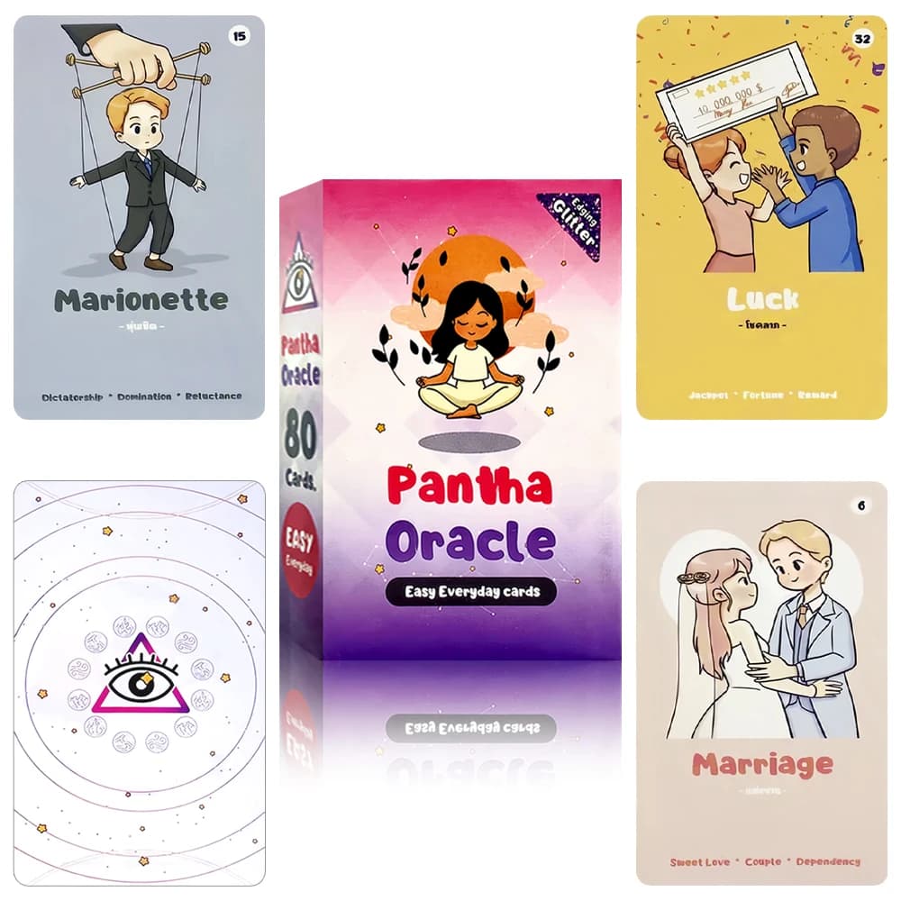 Mazzo di carte dei Tarocchi Pantha Oracle in inglese da 80 pezzi, carte di divinazione facili da 10,3x6 cm per tutti i giorni, gioco da tavolo per l'intrattenimento delle feste