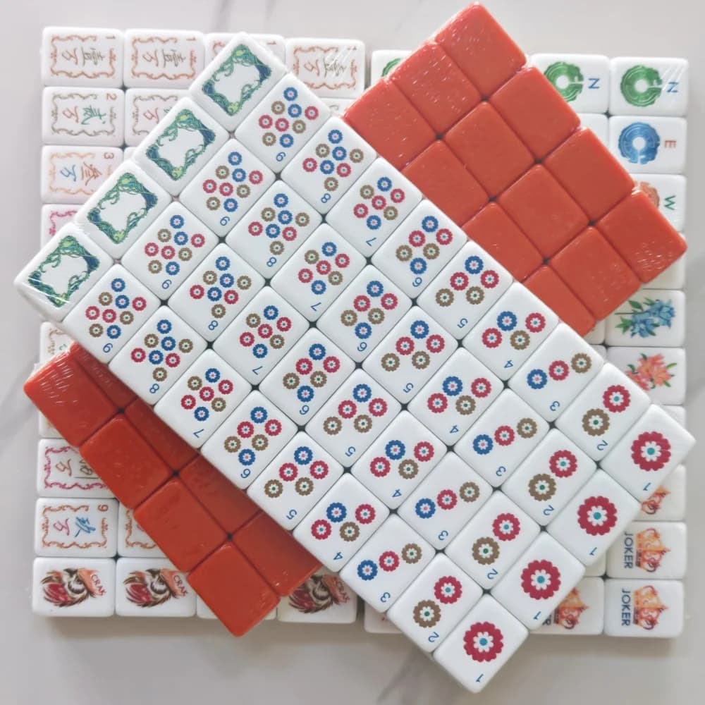 New Custom Engraved Mahjong 160 Tiles 4-Layer Acrylic Orange Luxury American Mahjong Set Portable Mah Jongg Set Home Board Games