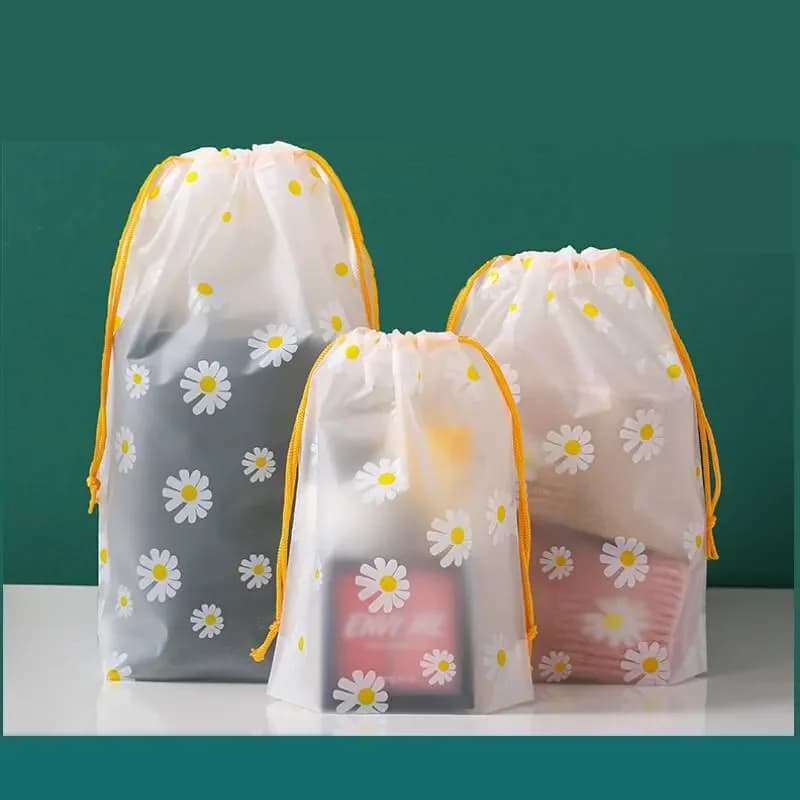 10 Pezzi Sacchetti Trasparenti Impermeabili da Viaggio per Cosmetici, Asciugamani, Calzini, Sacchetti con Coulisse in Plastica, Borsa Trasparente da Bagno e da Spiaggia