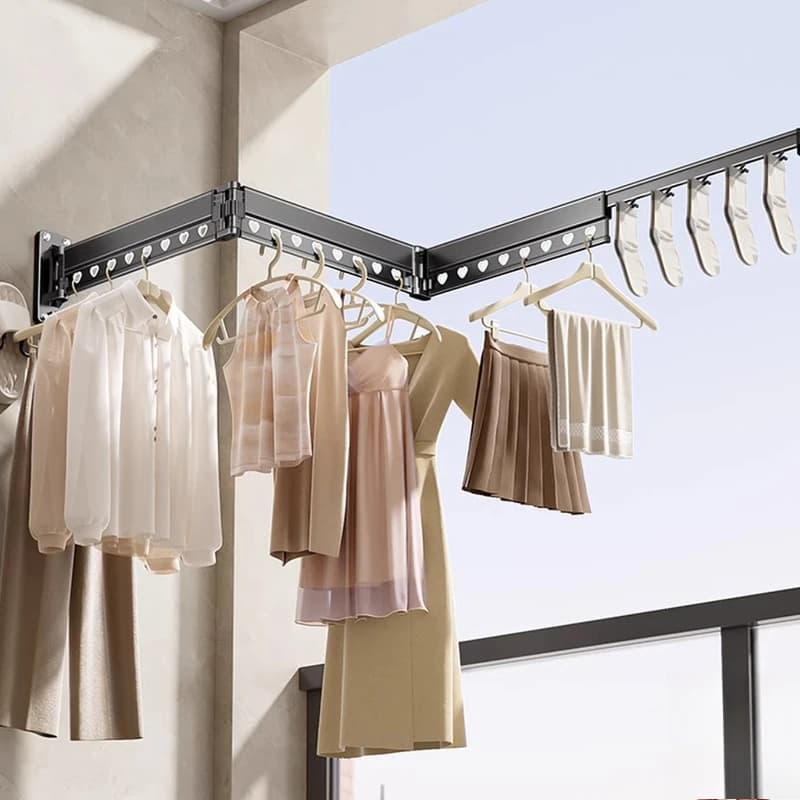 Wall-mounted balcony for domestic use Invisible telescopic clothes hanger for indoors