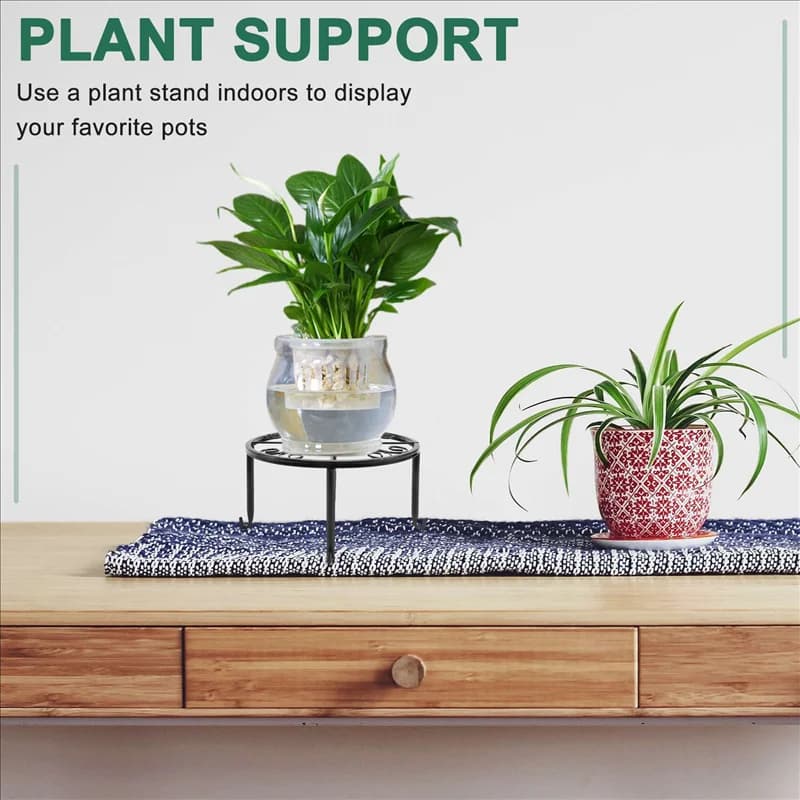 metal plant stand 4 Pieces of Plant Stand Indoor and Outdoor Metal Rust-Proof Plant Stand Classic Flower Pot Stand-Black