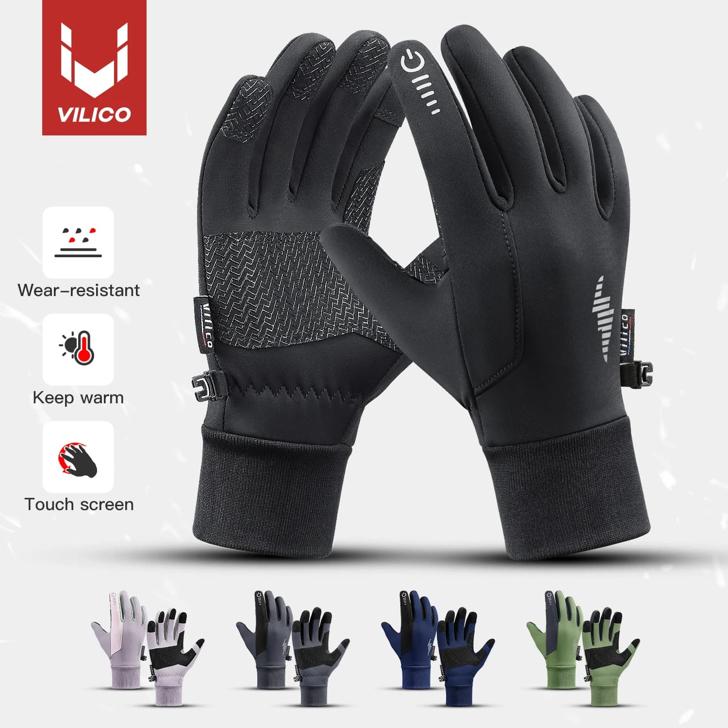 Guanti touch screen invernali caldi e impermeabili antivento Flip over Esporre guanti da ciclismo da sci con due dita