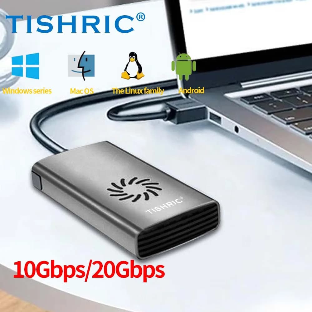 Custodia per disco rigido esterno TISHRIC Custodia SSD M2 NGFF NVME per disco rigido Custodia esterna USB C con ventola per laptop da gioco PS5/4
