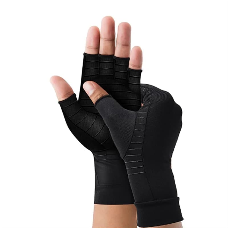 -MEOF Guanti per artrite Supporto per mano Tutore per polso per gonfiore - Guanti a compressione senza dita Supporto per il dolore al polso Donna Uomo