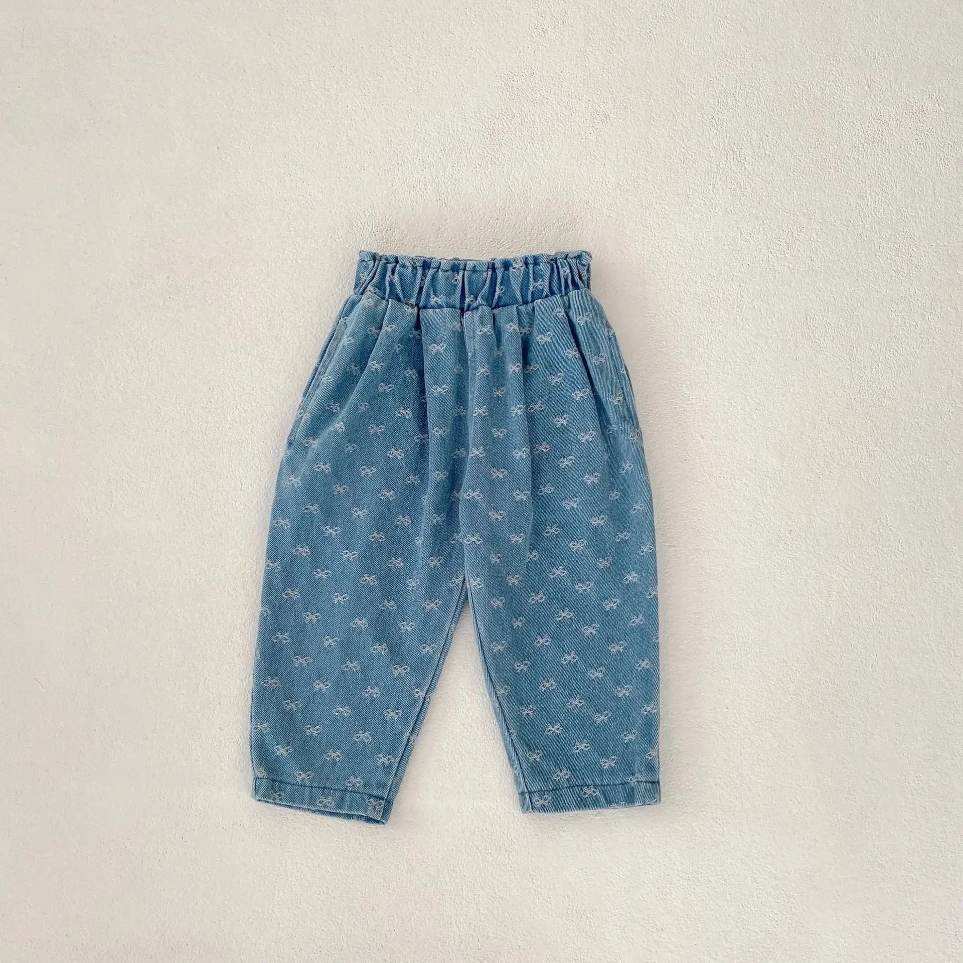 Ragazzo ragazza elastico in vita jeans larghi fondo abiti abiti primaverili pantaloni in denim per bambini 0-3 anni neonati