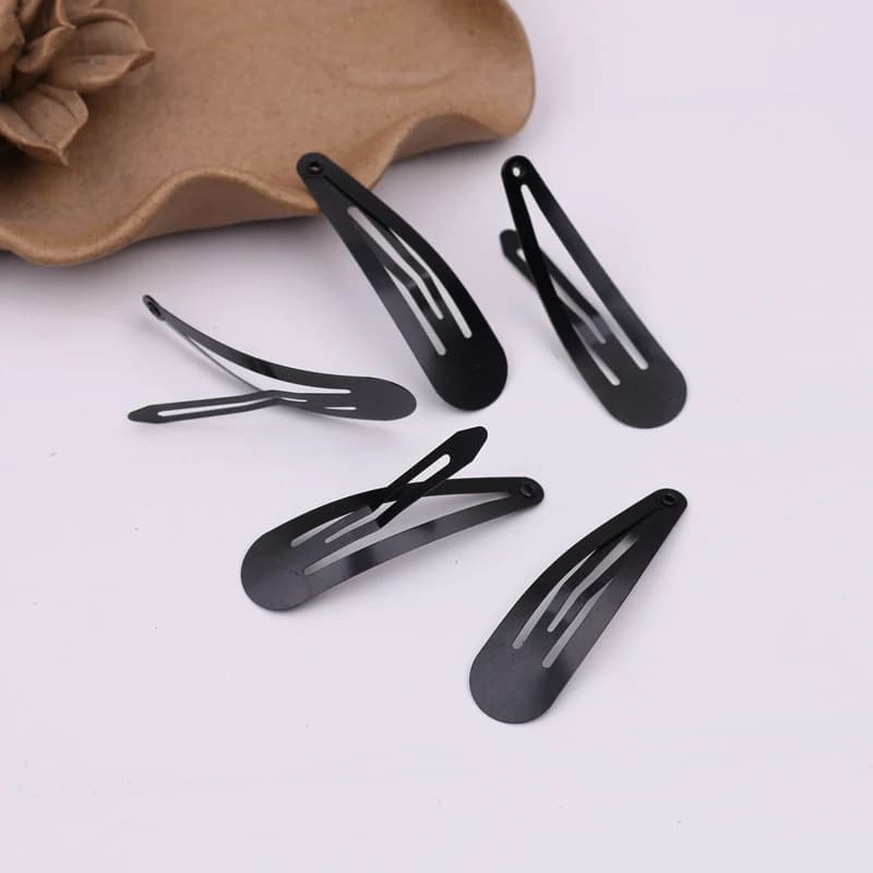 50 Pezzi Clip a Scatto in Metallo Argentato, a Goccia, per Bambini, Base per Creazione di Gioielli Fai-da-Te, Fermagli per Capelli, Forcine