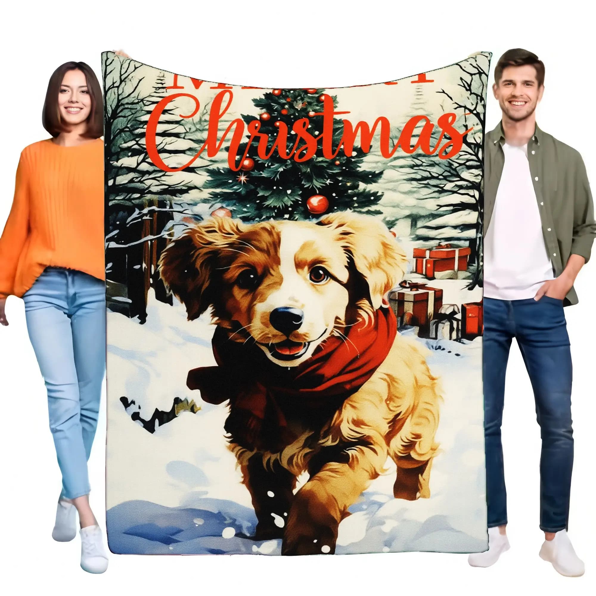 Cute Golden Retriever Christmas Blanket Soft Fleece Throw for Cozy Home Decoration Lightweight Snuggle Gift for Dog Lovers Ideal