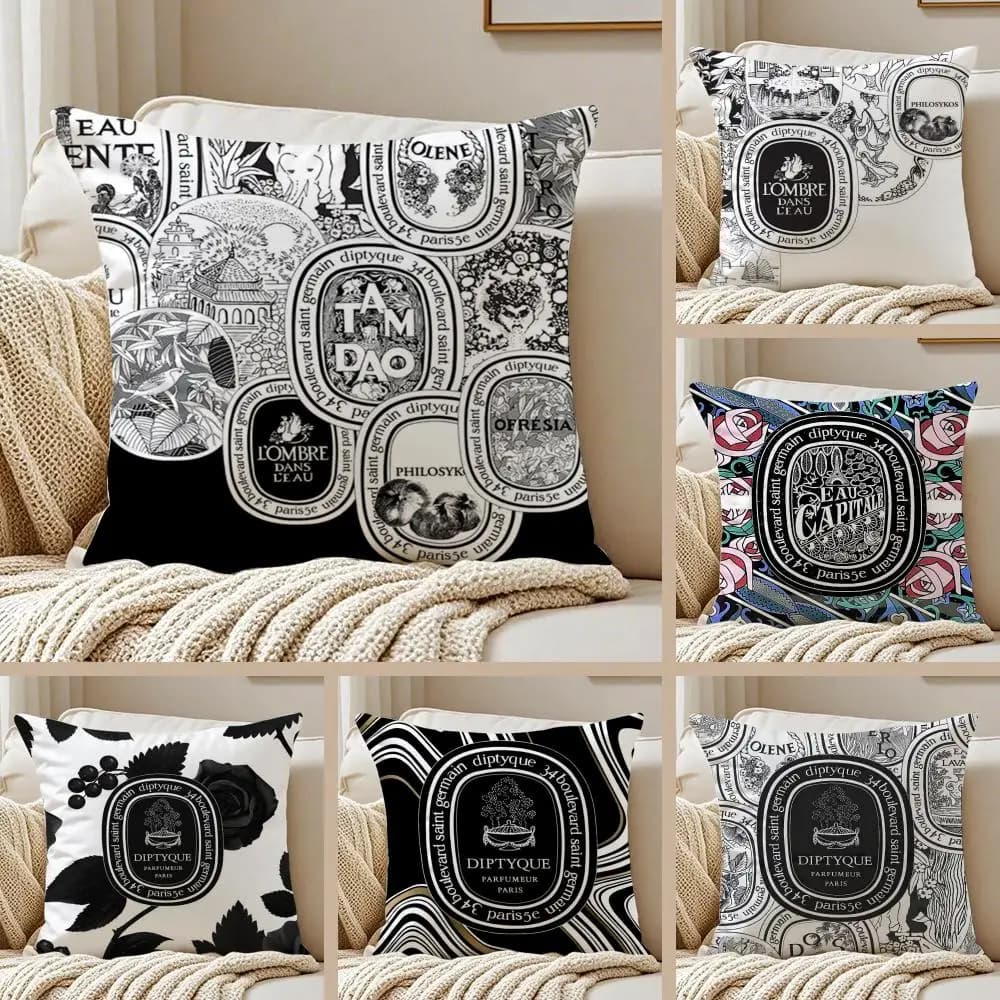 Federe di Lusso D-Diptyques in Morbido Peluche Stampate su Due Lati per Divano, Decorazione Casa per Tutte le Stagioni, Idea Regalo
