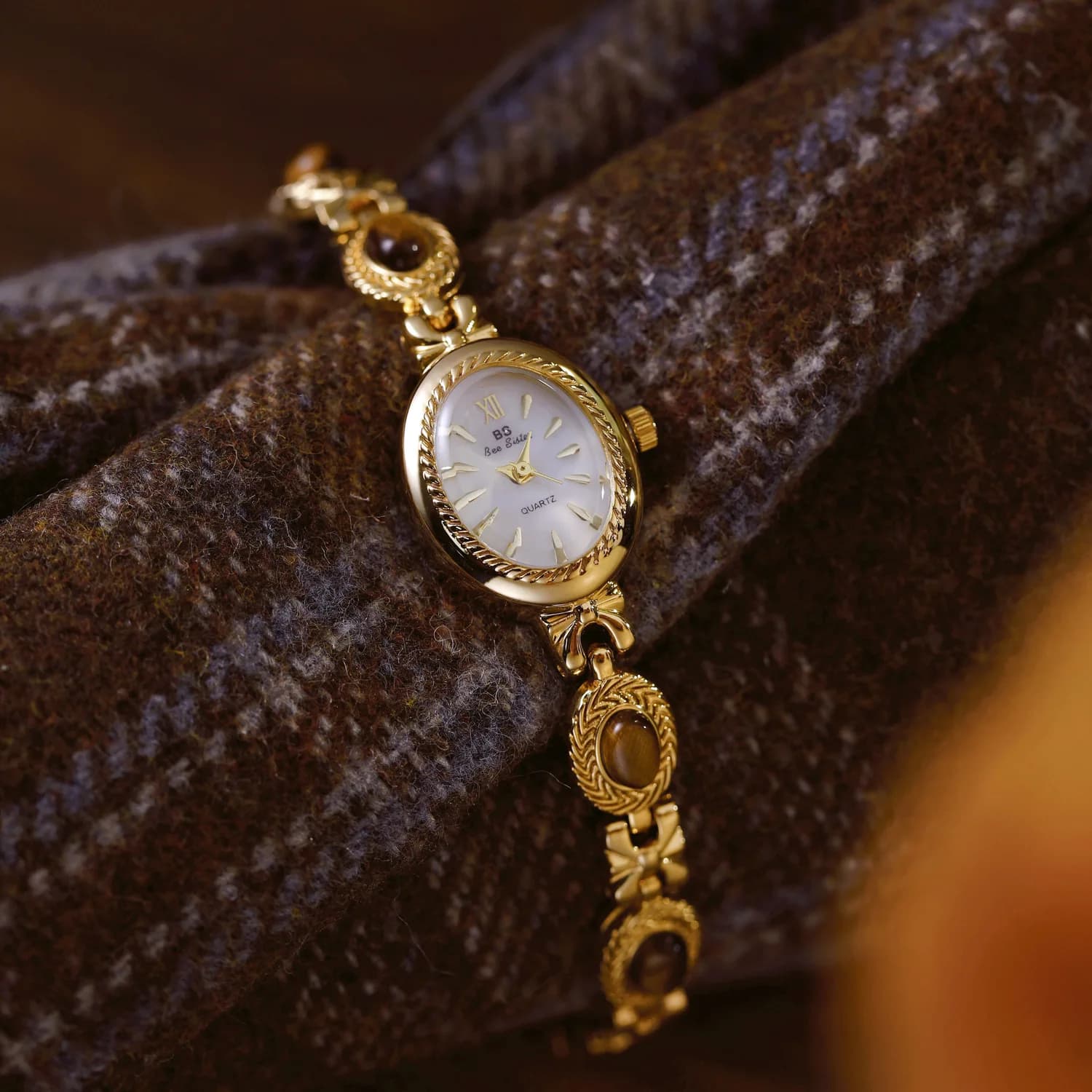 Orologi da donna Orologi da polso di lusso da donna Pietra naturale occhio di tigre Serie di colori Mirad Orologio elegante femminile premium da donna