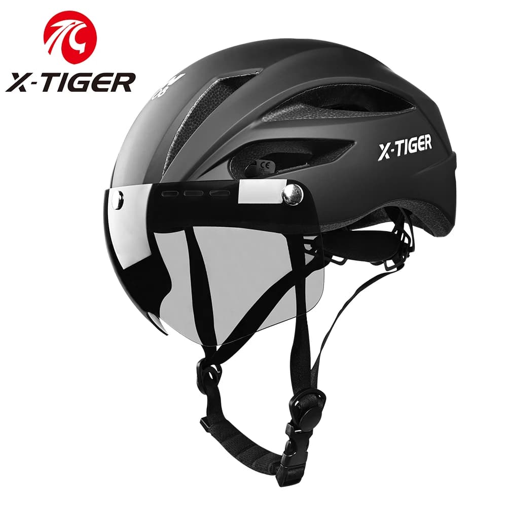 X-TIGER Cycling Helmet Lightweight Breathable Single Piece with Magnetic Glasses Safety Helmet for Head MTB Road Bike Helmet