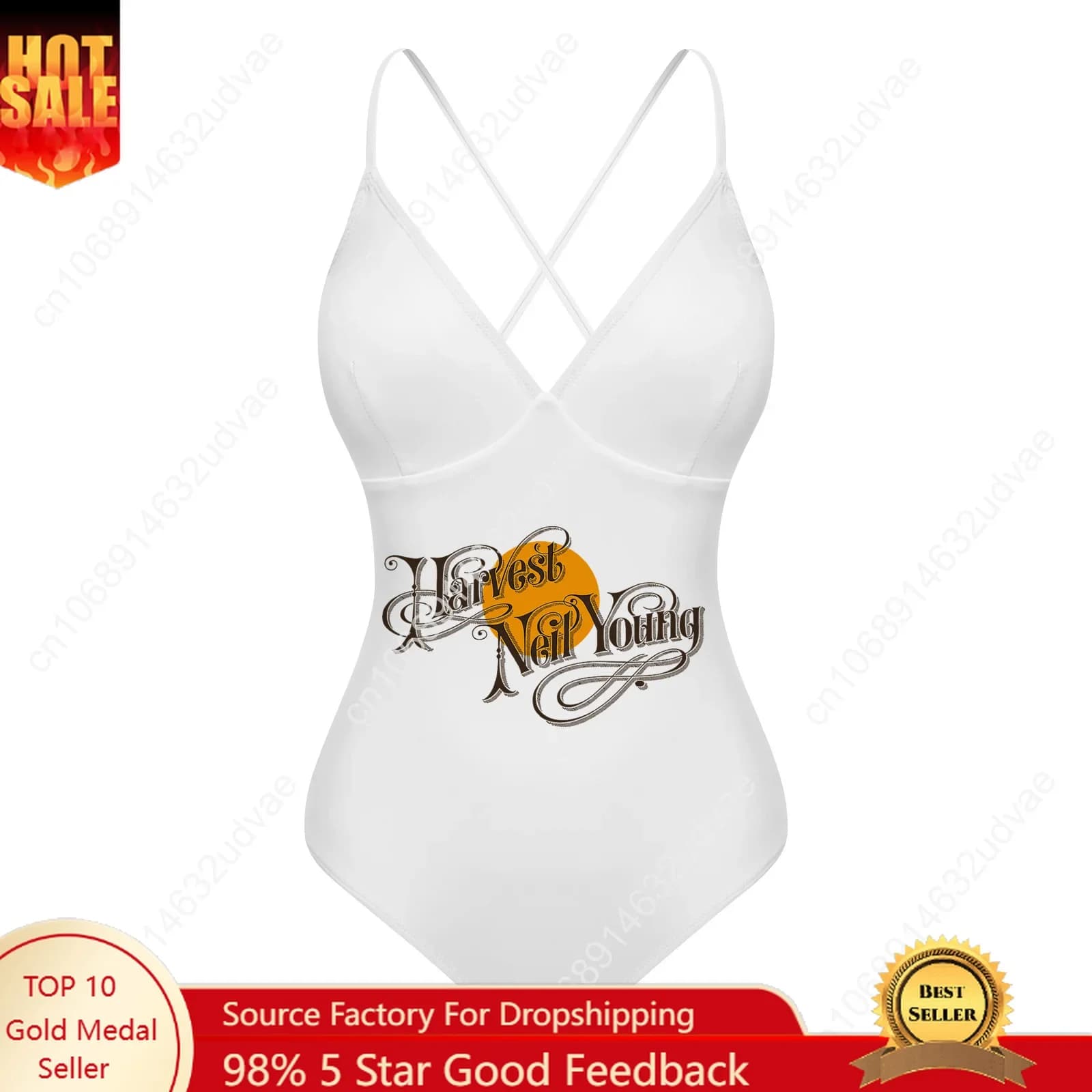 Swimwear with V-neck and Neil Young outdoor back, women's swimsuits, custom bikini, swimsuits for pool parties, custom swimsuits, beachwear