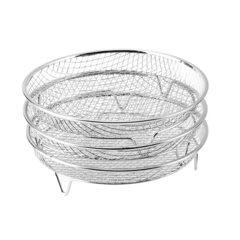 Durable Stackable Stainless Steel Air Fryer Rack Non-Stick Grill Tray Basket Kitchen Cooking Gadgets