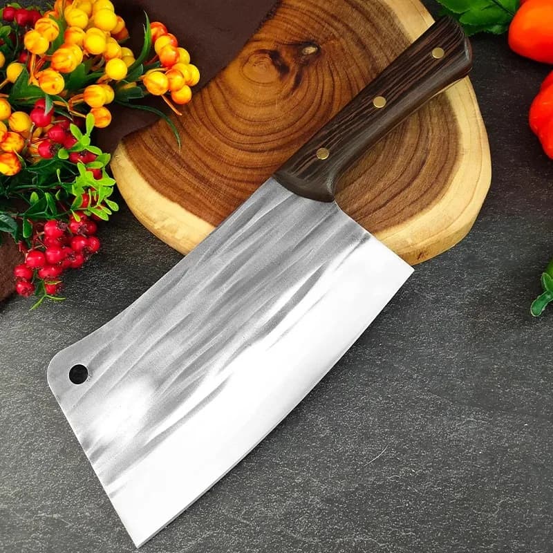 Coltello da cucina resistente fatto a mano forgiato mannaia da macellaio coltello da osso manico in legno coltello cinese professionale