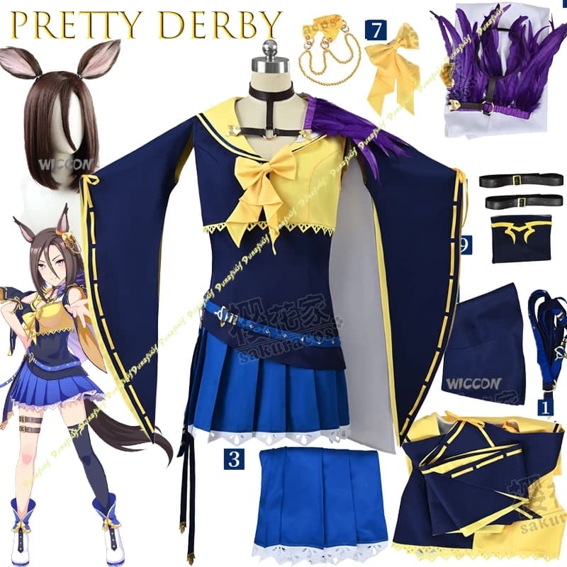 Umamusume Air Groove Costume Cosplay Parrucca Nero Blu Abito JK Halloween Natale Festival Festa Gioco Festa a tema Abbigliamento Natale